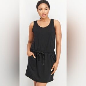 🏃🏽‍♀️Ideology Active Wear Drawstring Waist Dress. Color: Black